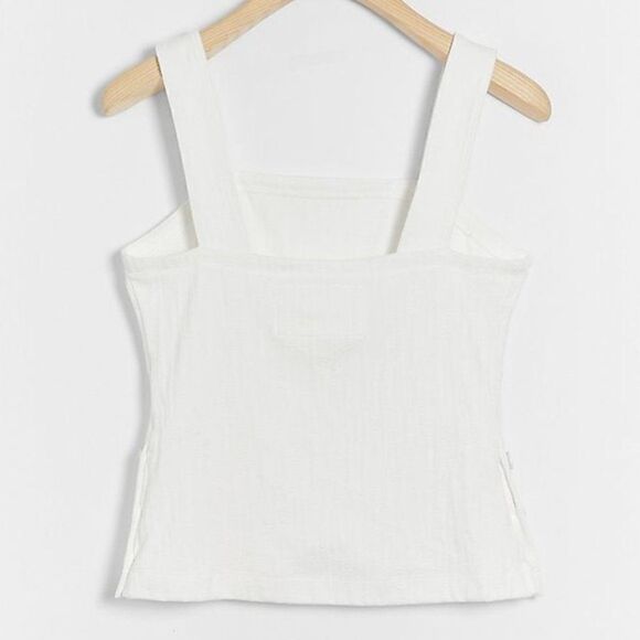 Anthropologie Maeve White Callie Side Button Tank - Picture 3 of 5